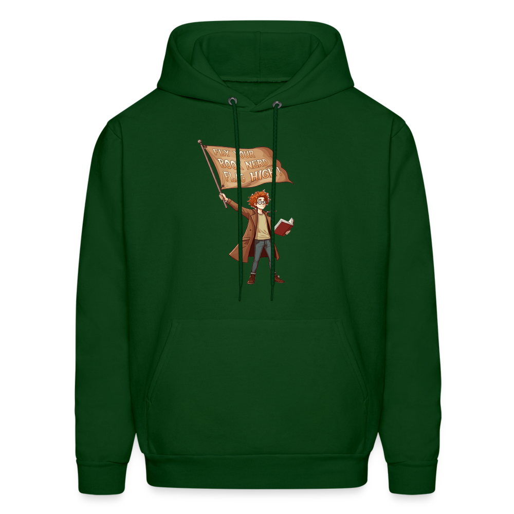 Fly Your Book Nerd Flag High Unisex Hoodie - forest green