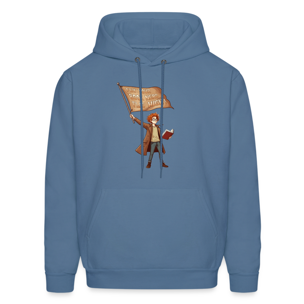 Fly Your Book Nerd Flag High Unisex Hoodie - denim blue