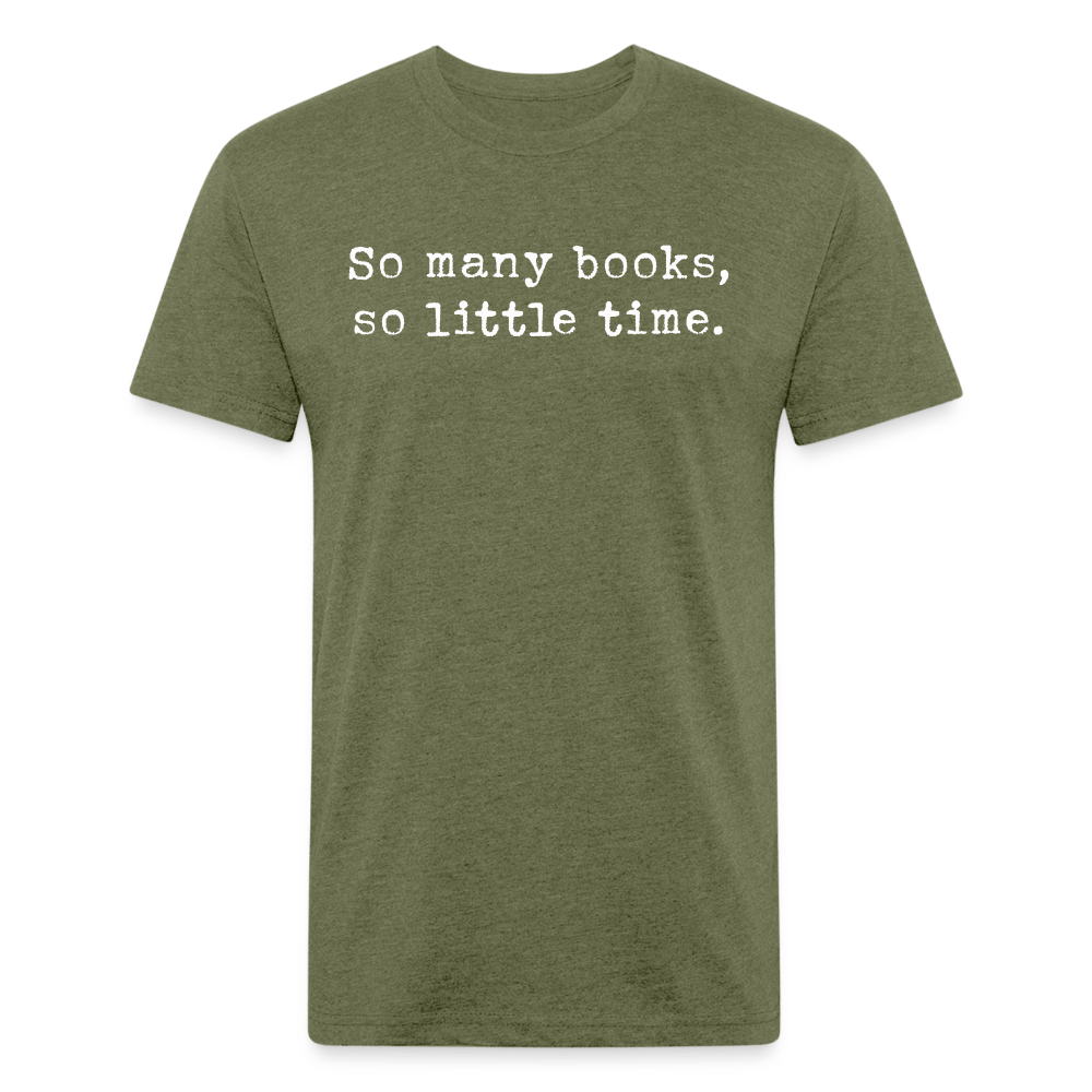 So many books, so little time. Fitted Cotton/Poly Unisex T-Shirt by Next Level - One Man Book Club: The Shop