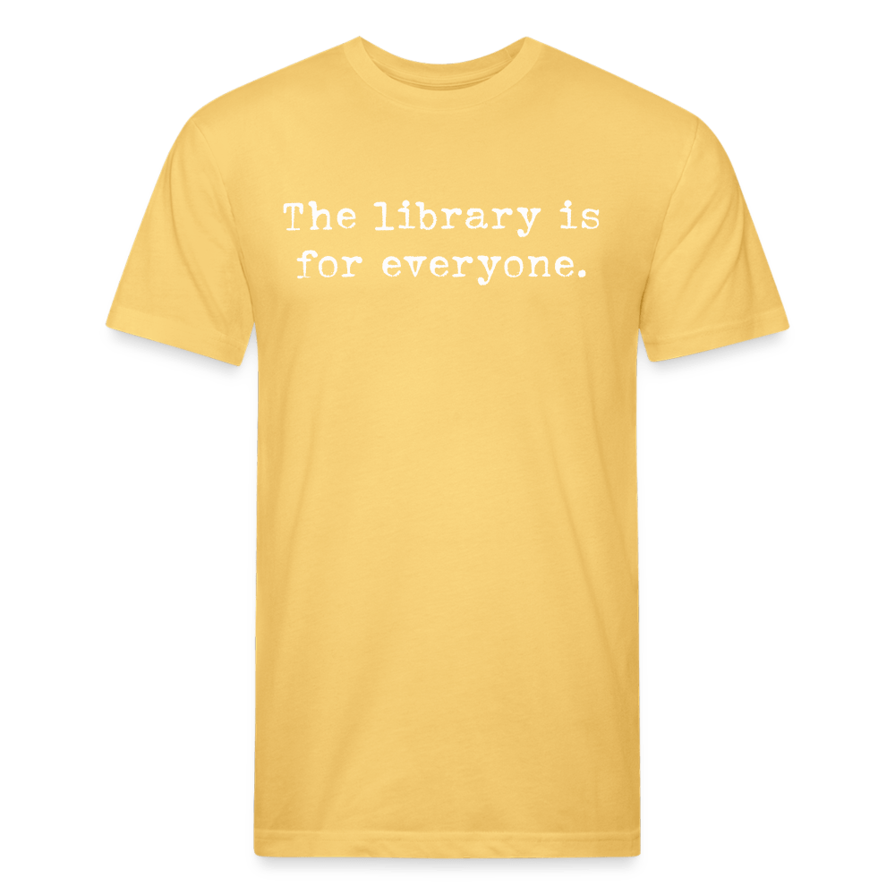 The library is for everyone. Fitted Cotton/Poly Unisex T-Shirt by Next Level - One Man Book Club: The Shop