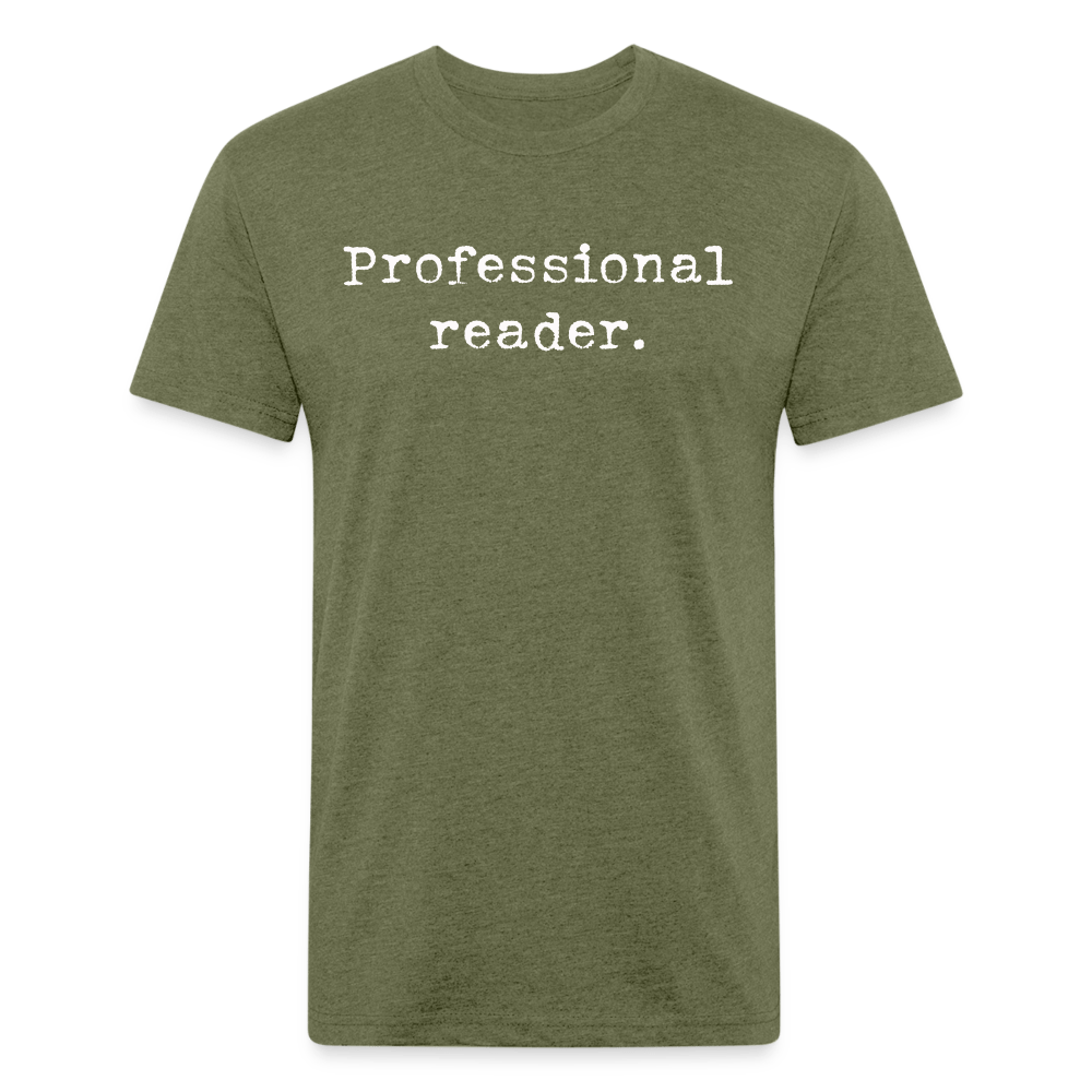 Professional reader. Fitted Cotton/Poly Unisex T-Shirt by Next Level - One Man Book Club: The Shop