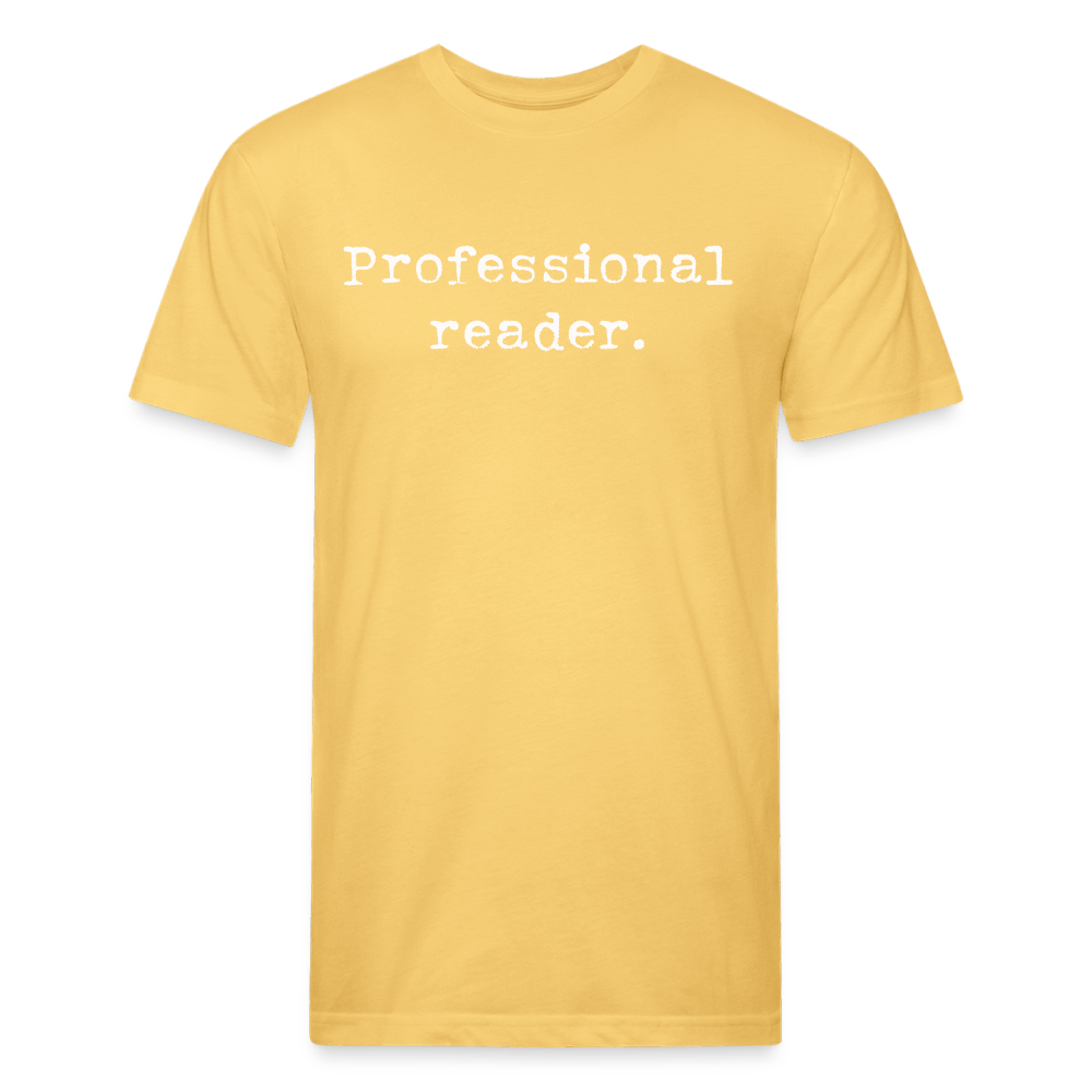 Professional reader. Fitted Cotton/Poly Unisex T-Shirt by Next Level - One Man Book Club: The Shop